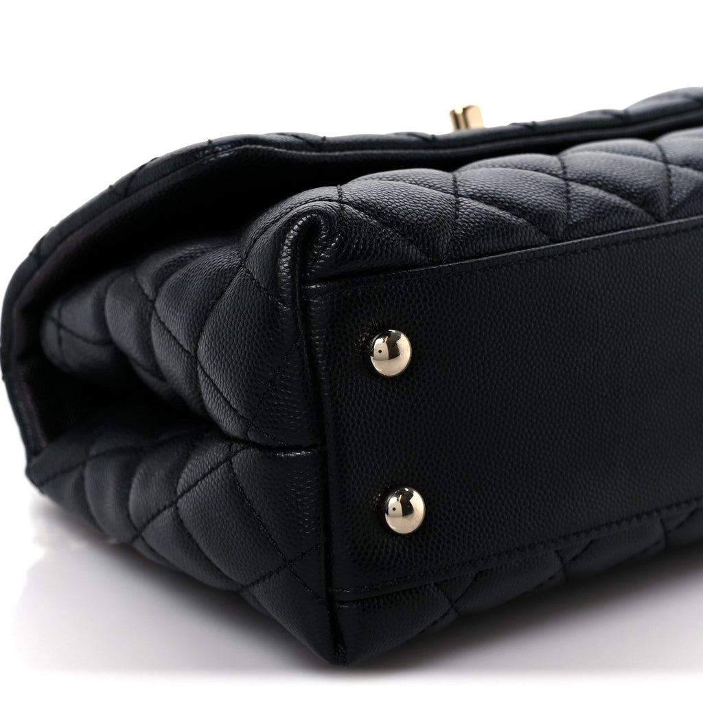 Caviar Quilted Mini Coco Handle Flap Black