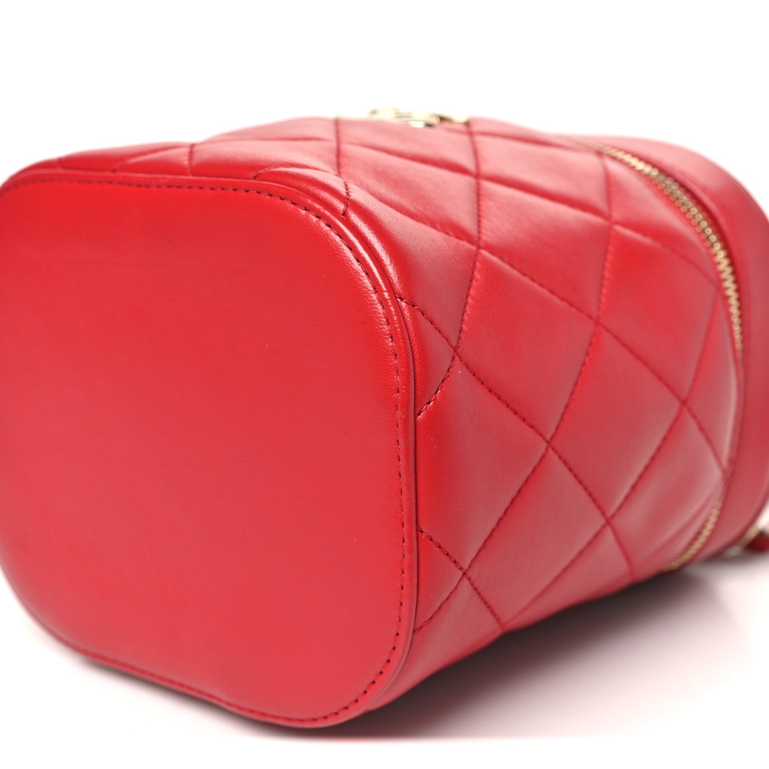 Lambskin Quilted Trendy Vanity Case Red