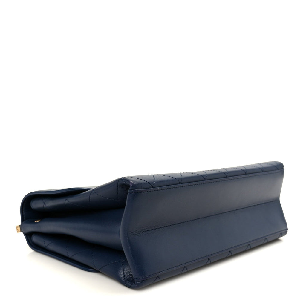 Lambskin Stitched Coco Luxe Medium Flap Blue