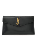 Smooth Shiny Calfskin Uptown Pouch Storm