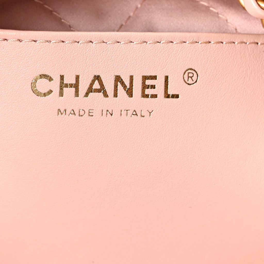 Shiny Calfskin Quilted Mini Chanel 22 Light Pink