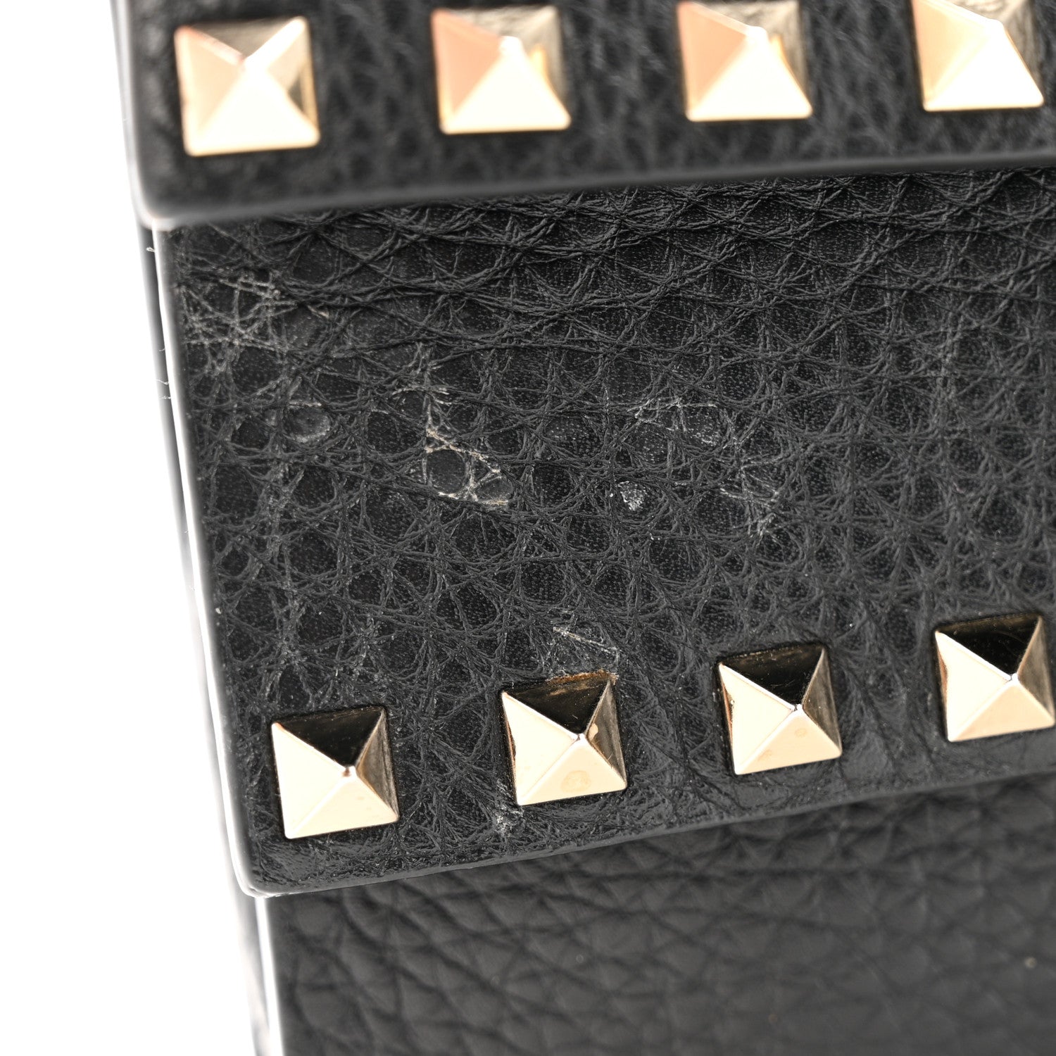 Grainy Calfskin Rockstud Double Flap Crossbody Bag Black