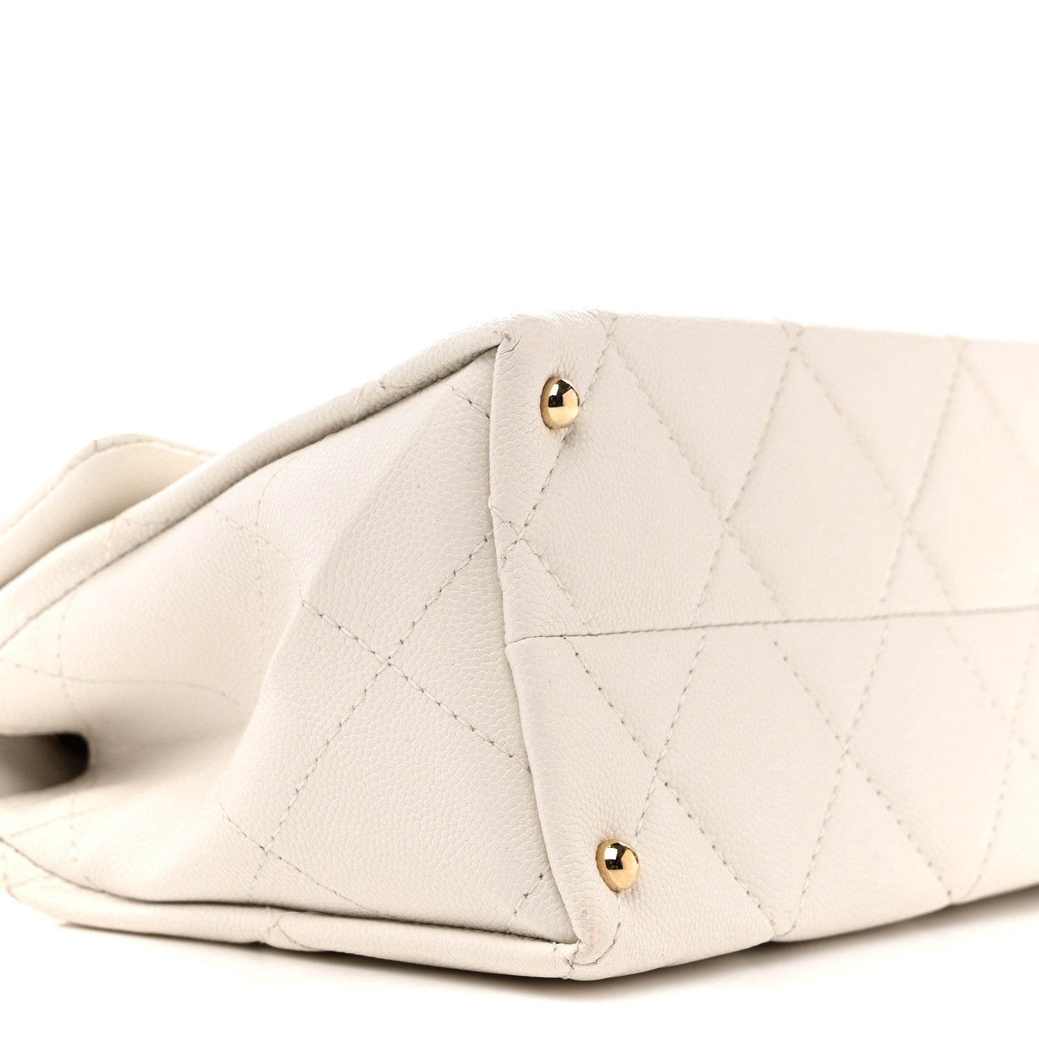 Caviar Quilted Mini Retro Twist Top Handle Flap White