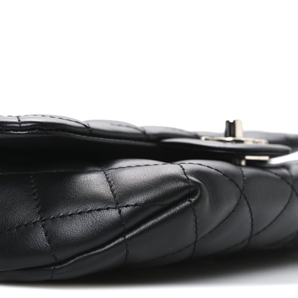Calfskin Quilted CC Uniform Flap Belt Bag Black
