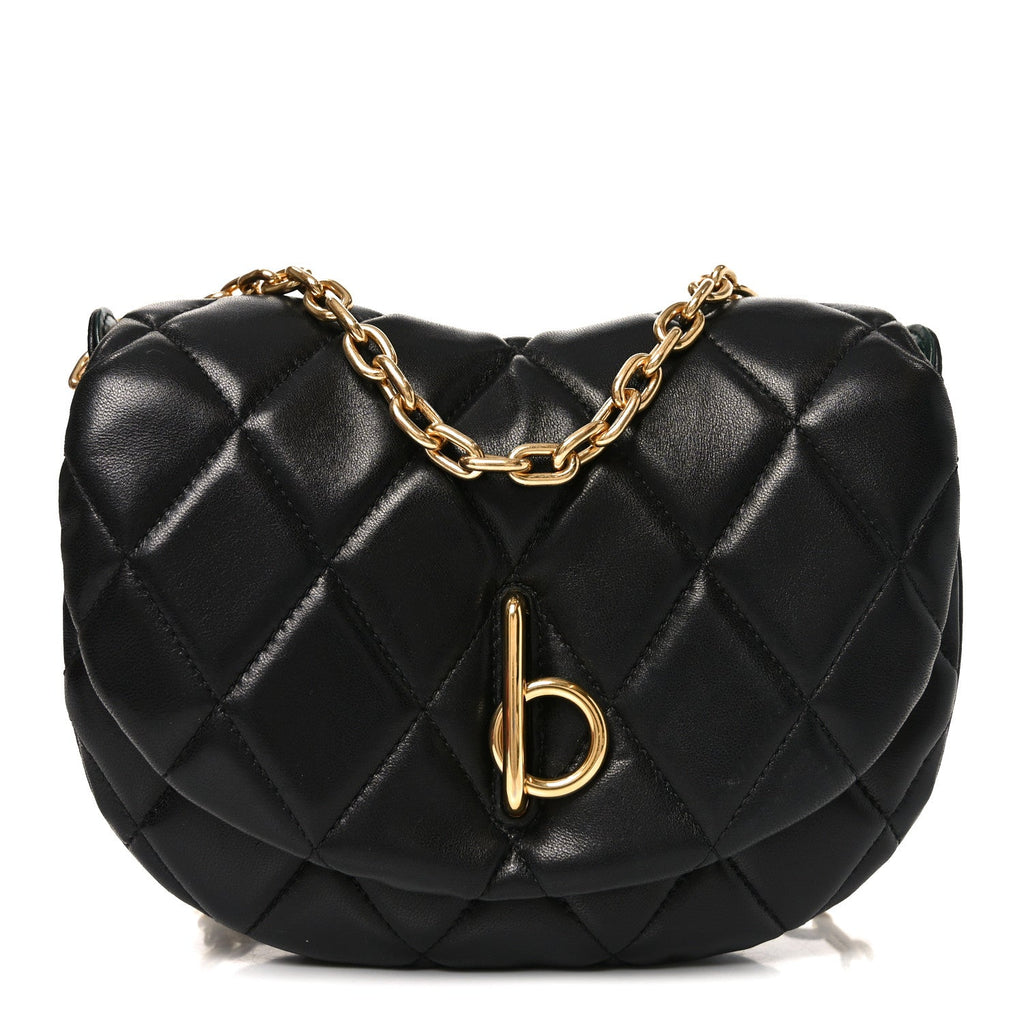 Lambskin Quilted Rocking Horse Shoulder Bag Black