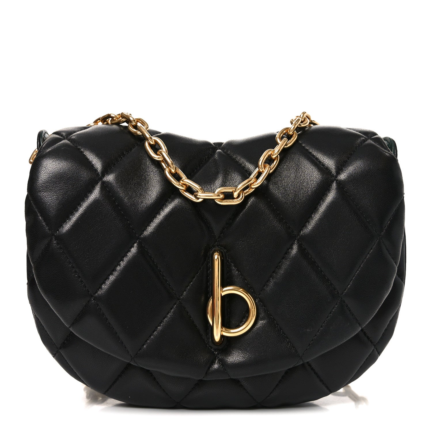 Lambskin Quilted Rocking Horse Shoulder Bag Black