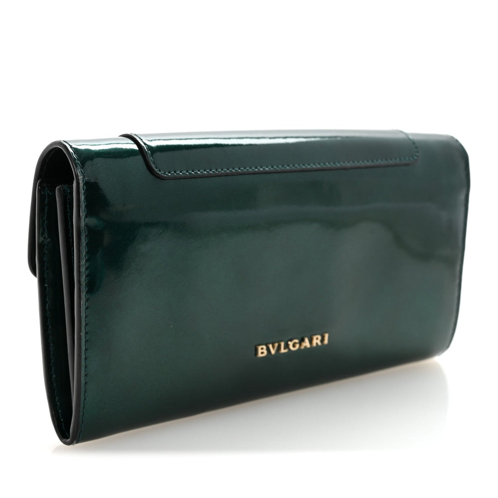 Metallic Calfskin Serpenti Forever Wallet Emerald