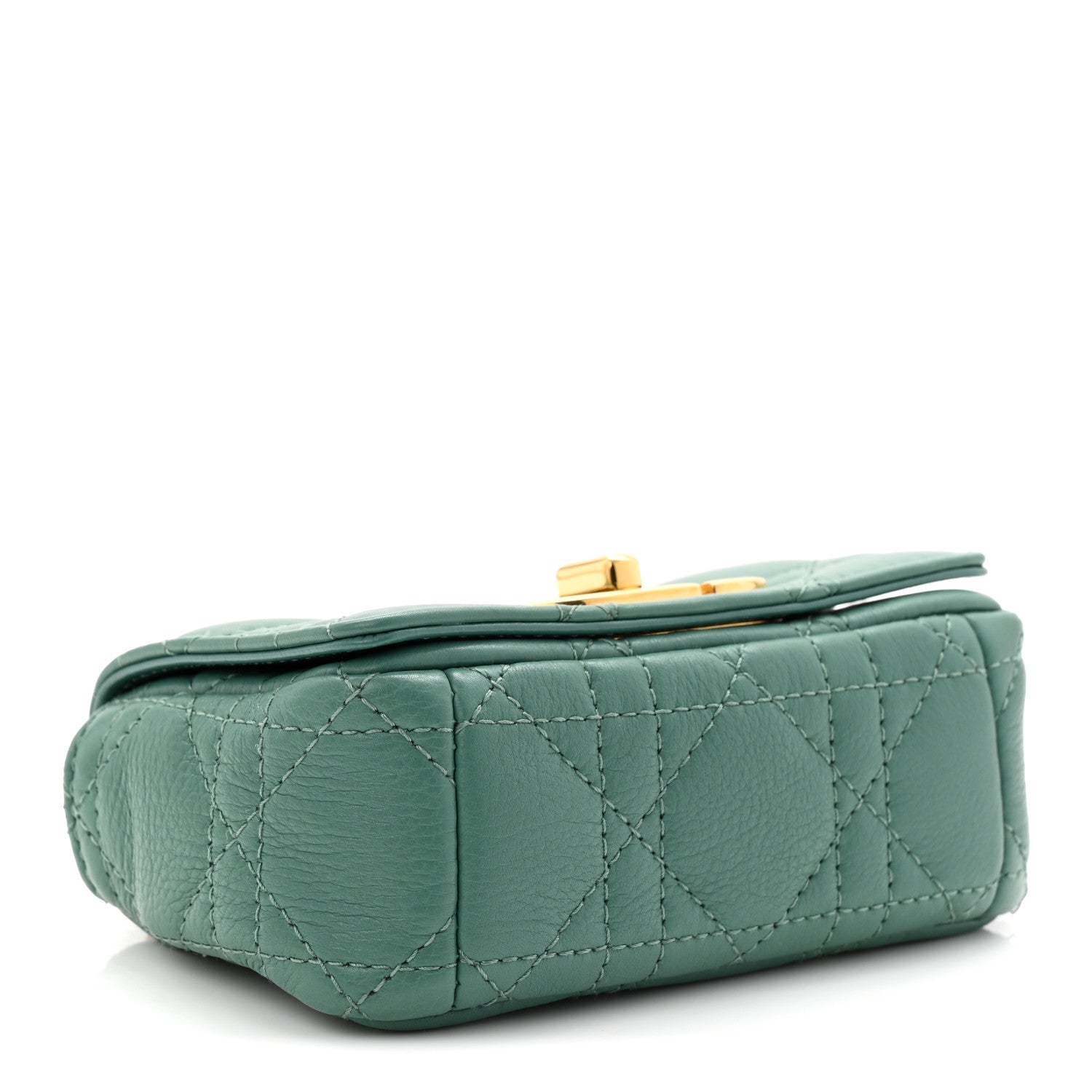 Supple Calfskin Cannage Micro Caro Bag Vert Tundra