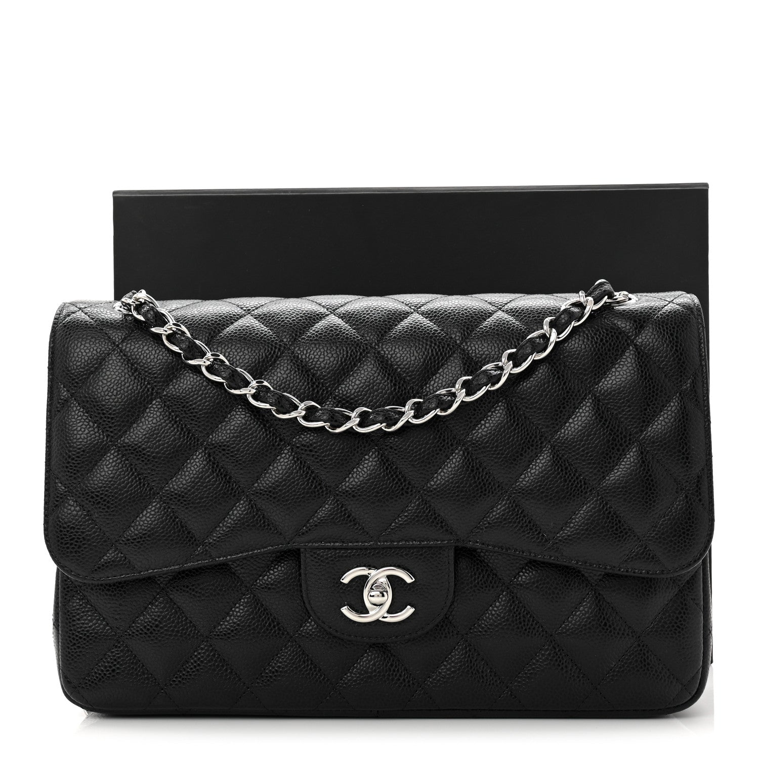 Caviar Quilted Jumbo Double Flap Black