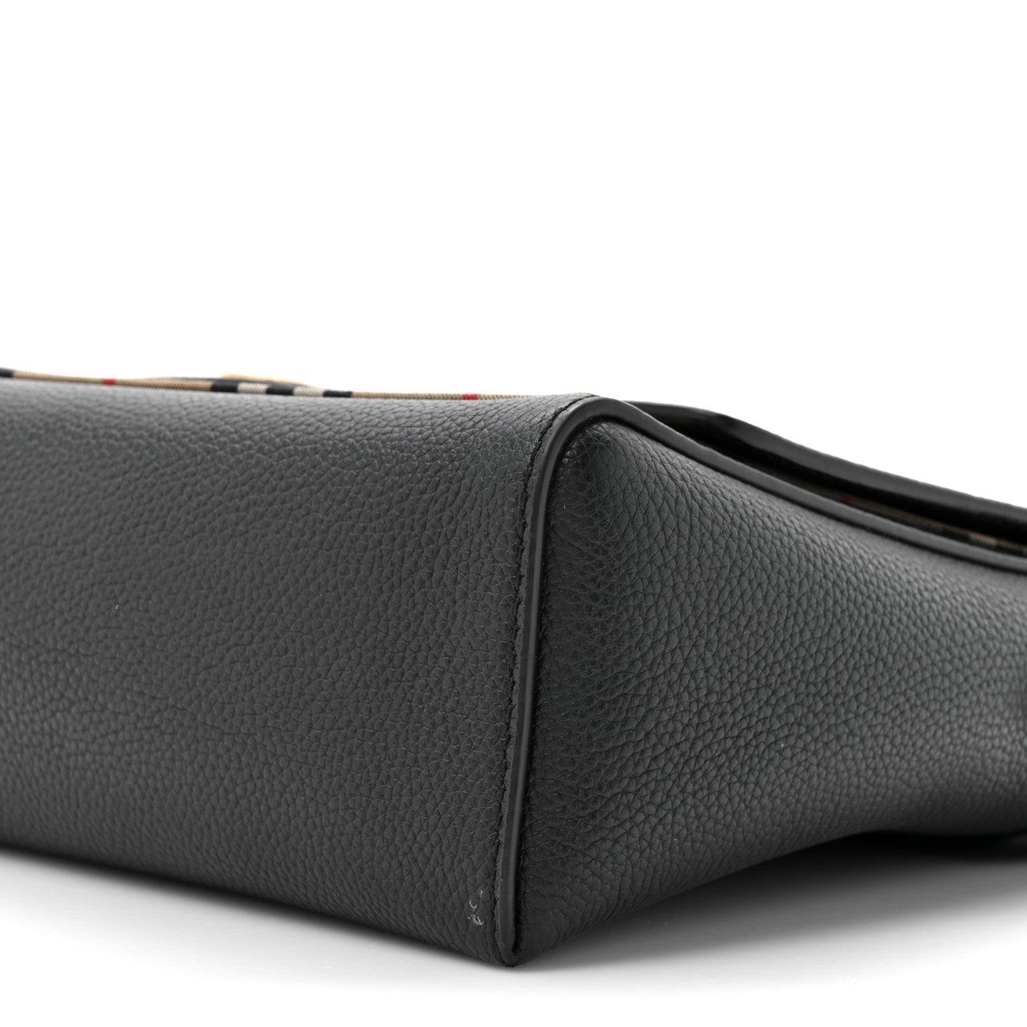 Coated Canvas Calfskin Vintage Check Medium Note Crossbody Bag Black