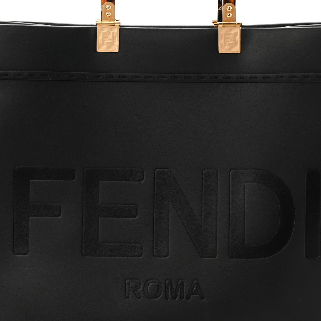 Vitello King Plexiglass Medium Fendi Sunshine Shopper Tote Black