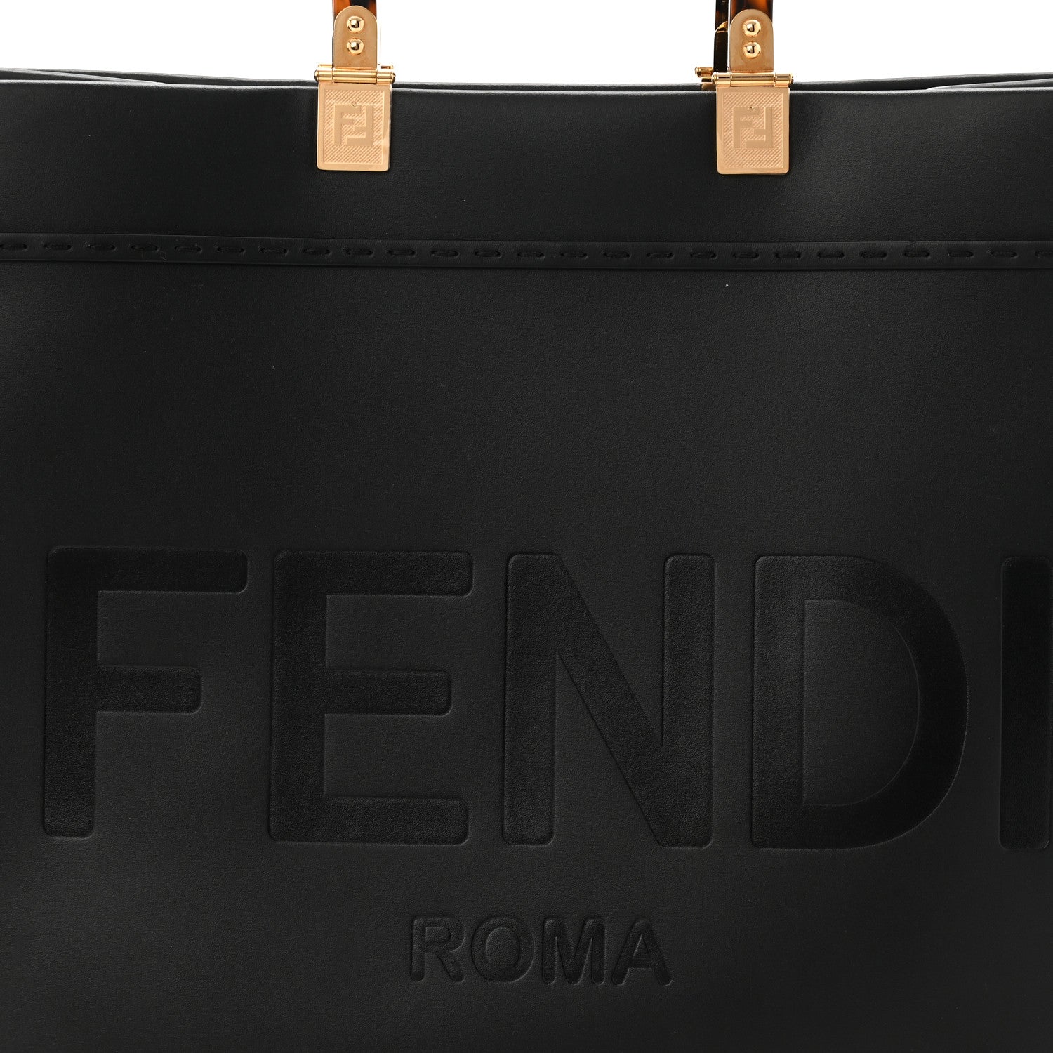 Vitello King Plexiglass Medium Fendi Sunshine Shopper Tote Black
