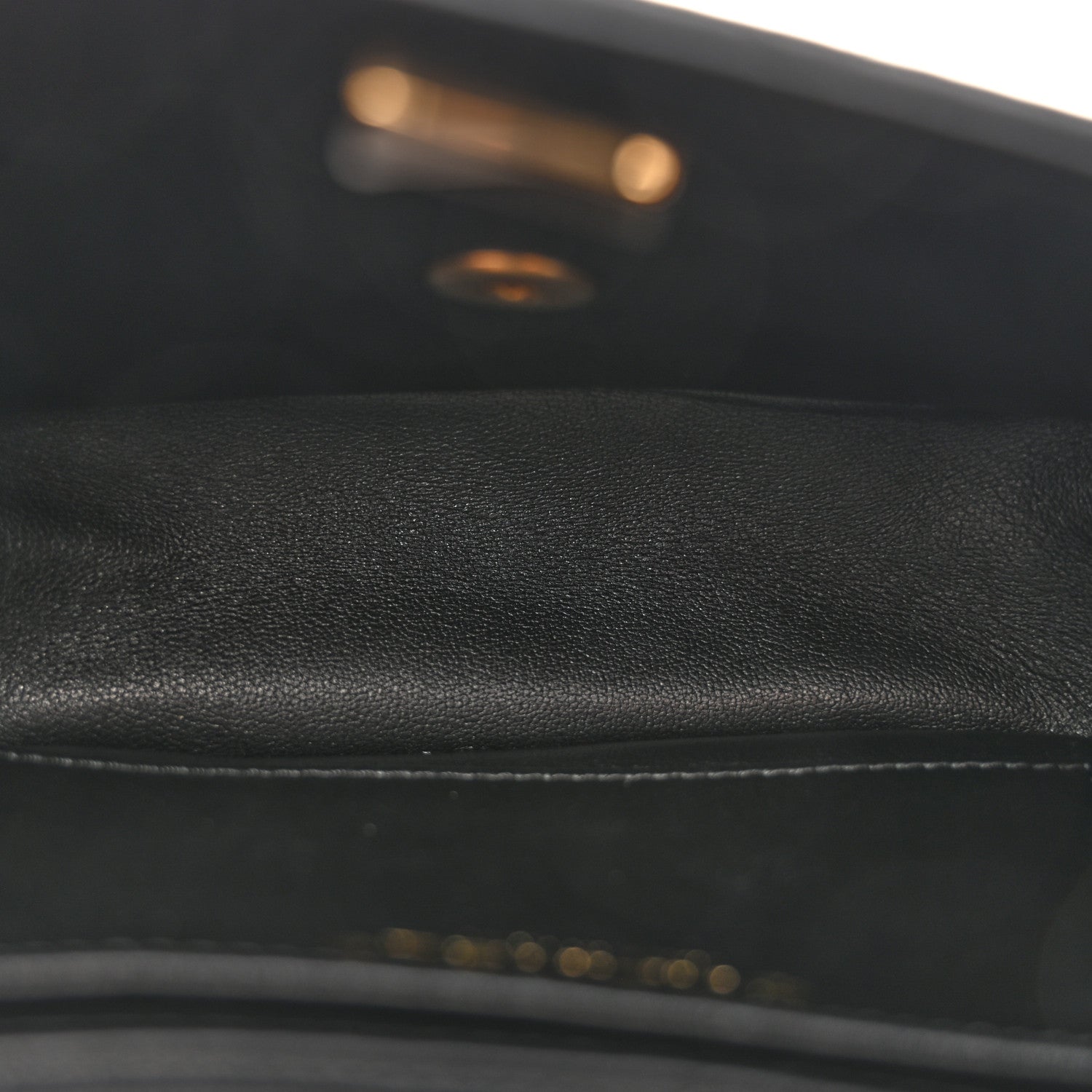Shiny Goatskin Quilted Mini Chain Strap Flap Black