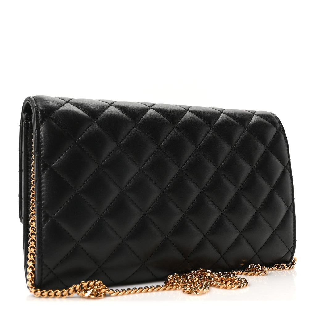 Lambskin Quilted Medusa Wallet On Chain Crossbody Black