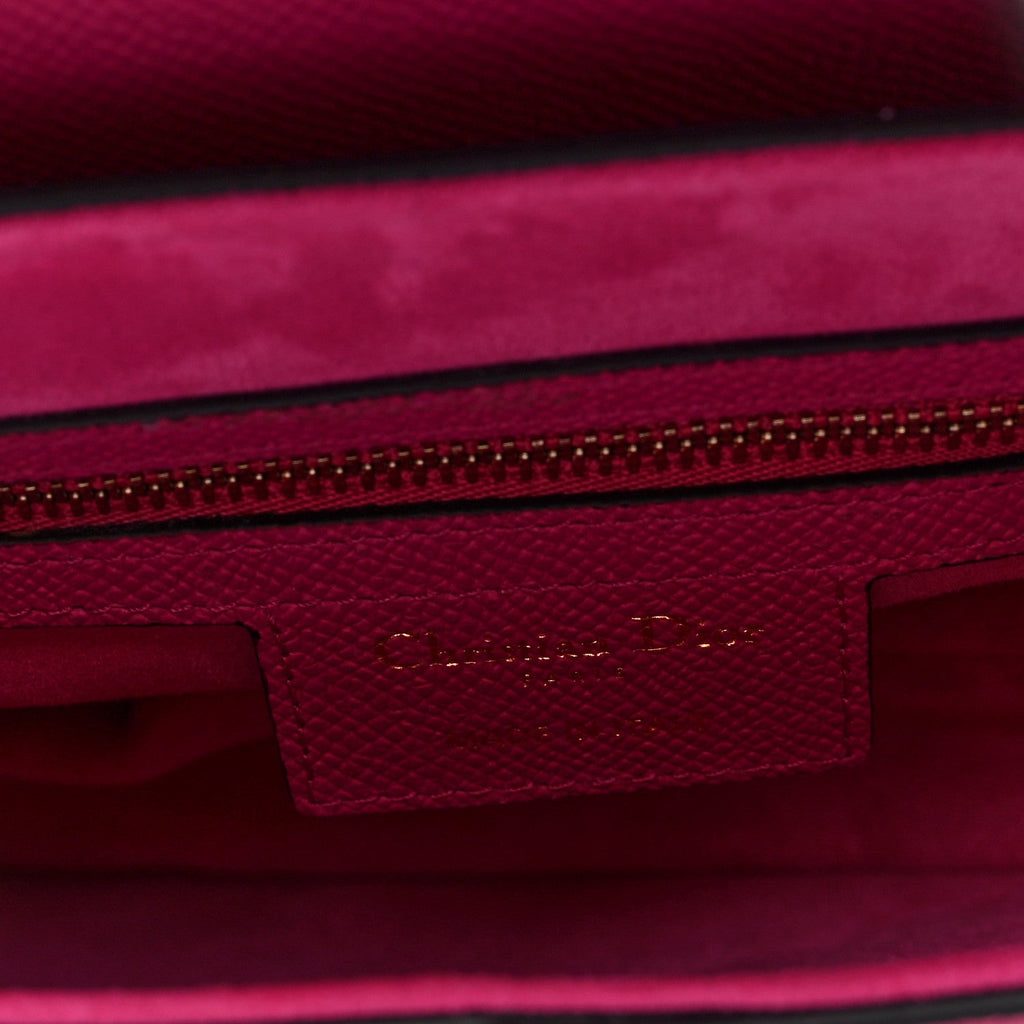 Grained Calfskin Saddle Bag With Strap Fuchsia