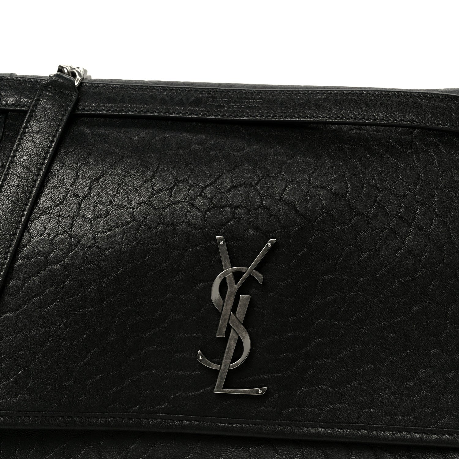 Grained Lambskin Monogram Large Niki Chain Satchel Black