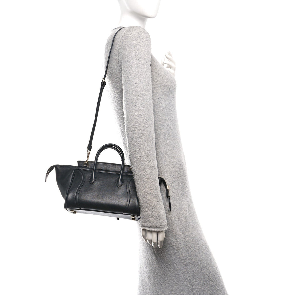 Supple Shiny Lambskin Little New Luggage Black