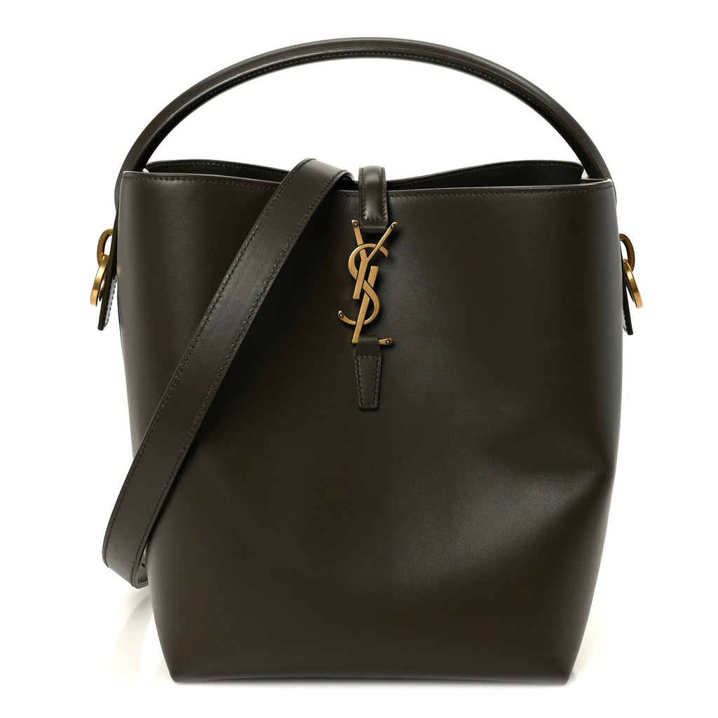 Shiny Calfskin Le 37 Bucket Bag Deep Musk