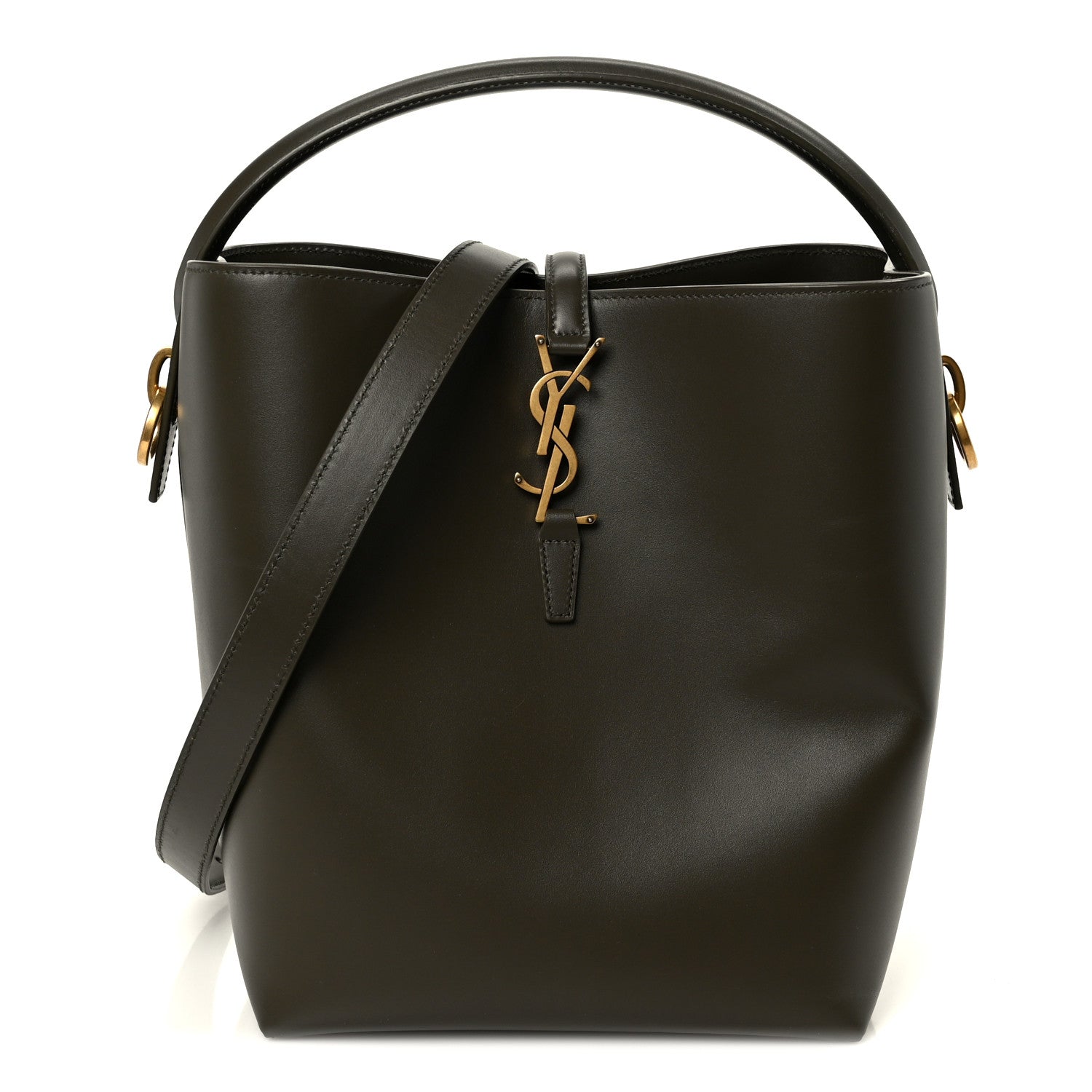 Shiny Calfskin Le 37 Bucket Bag Deep Musk