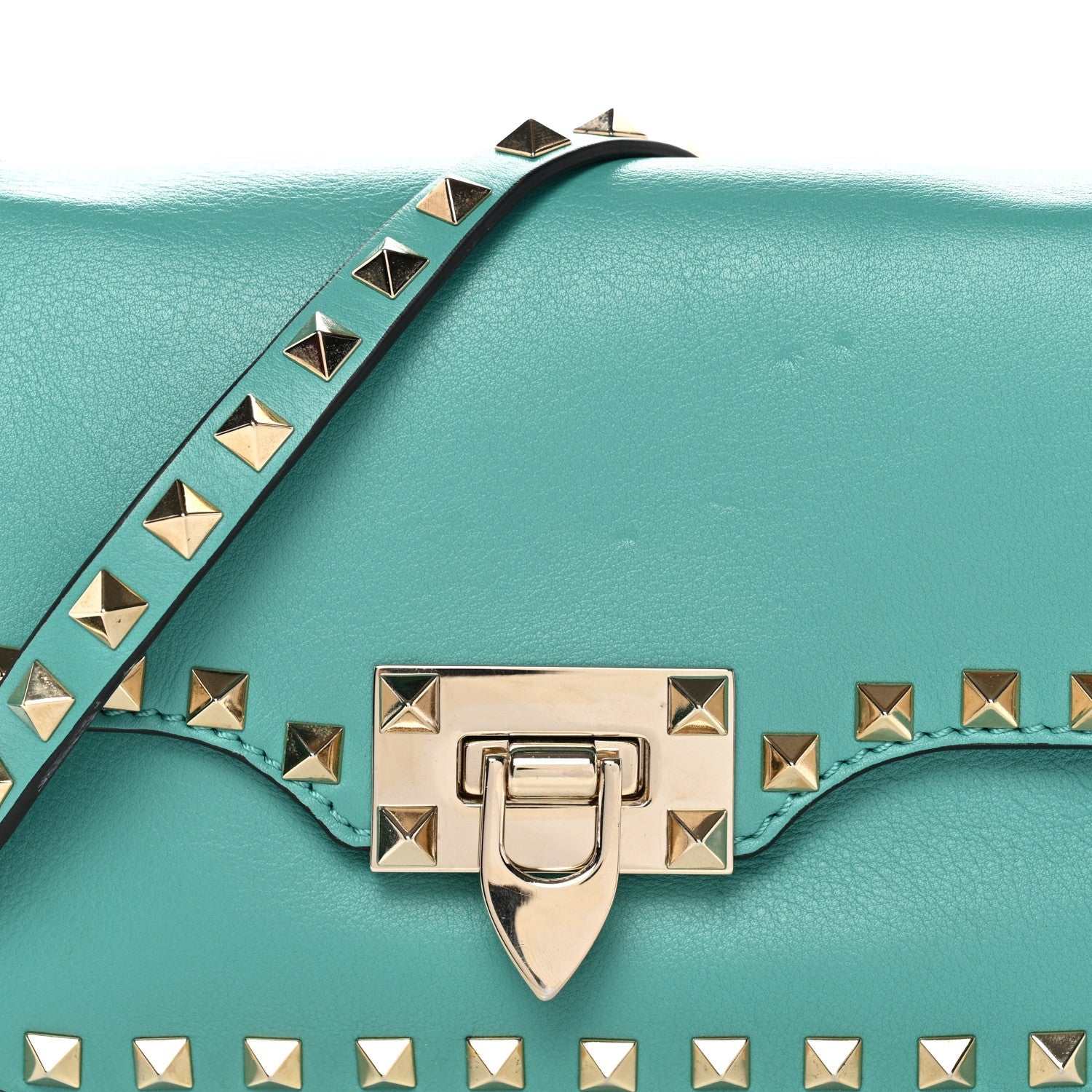Vitello Small Rockstud Flap Saddle Bag Colibri