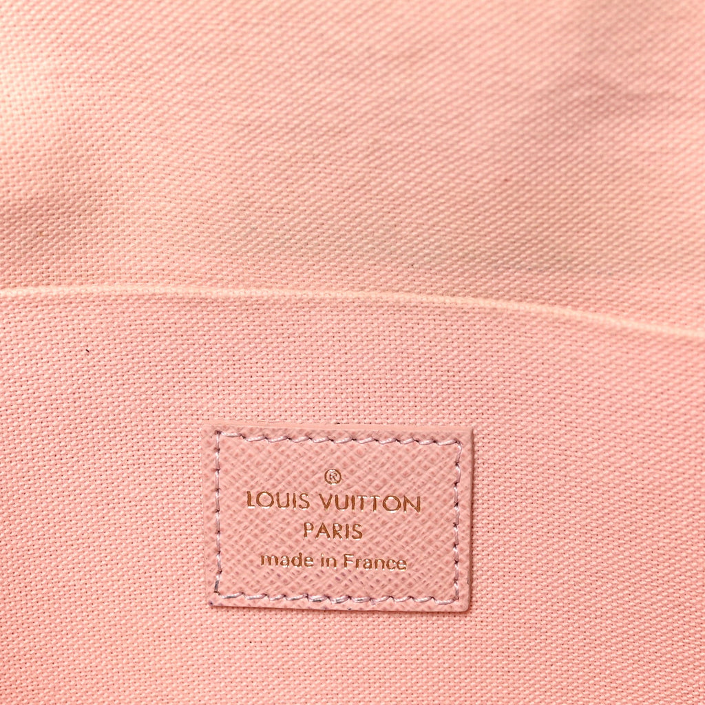 Damier Azur Pochette Felicie Chain Wallet Rose Ballerine