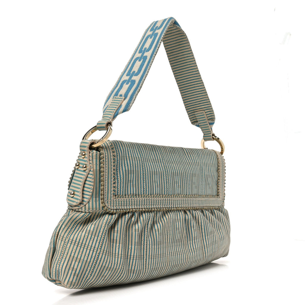 Vitello Perforated FF Striped Small Chef Bag Blue White