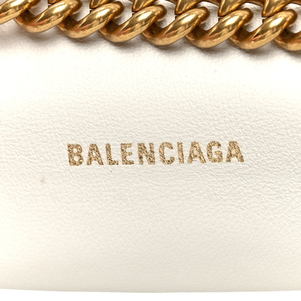 Calfskin Crocodile Small Crush Chain Bag White