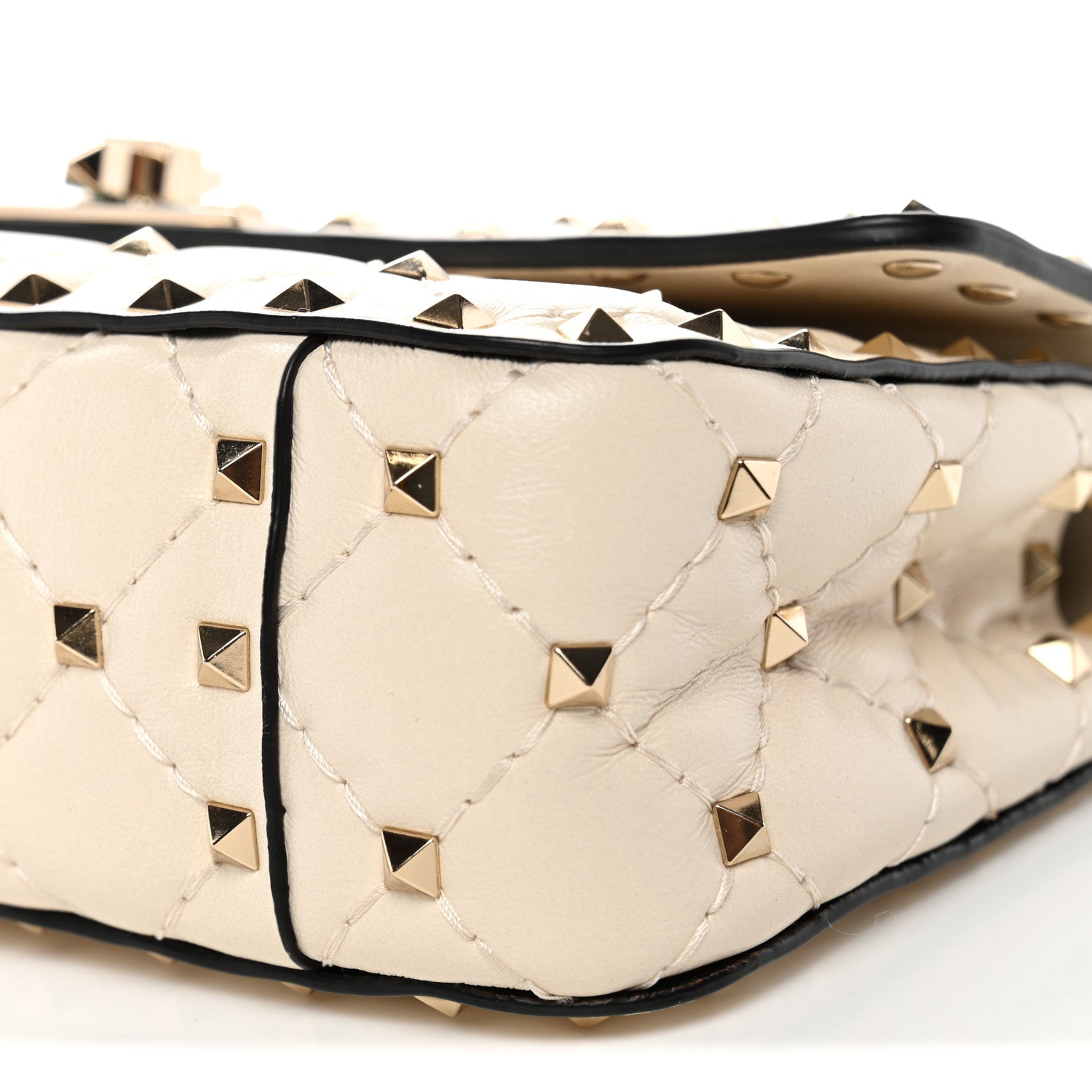 Nappa Small Rockstud Spike Shoulder Bag Light Ivory