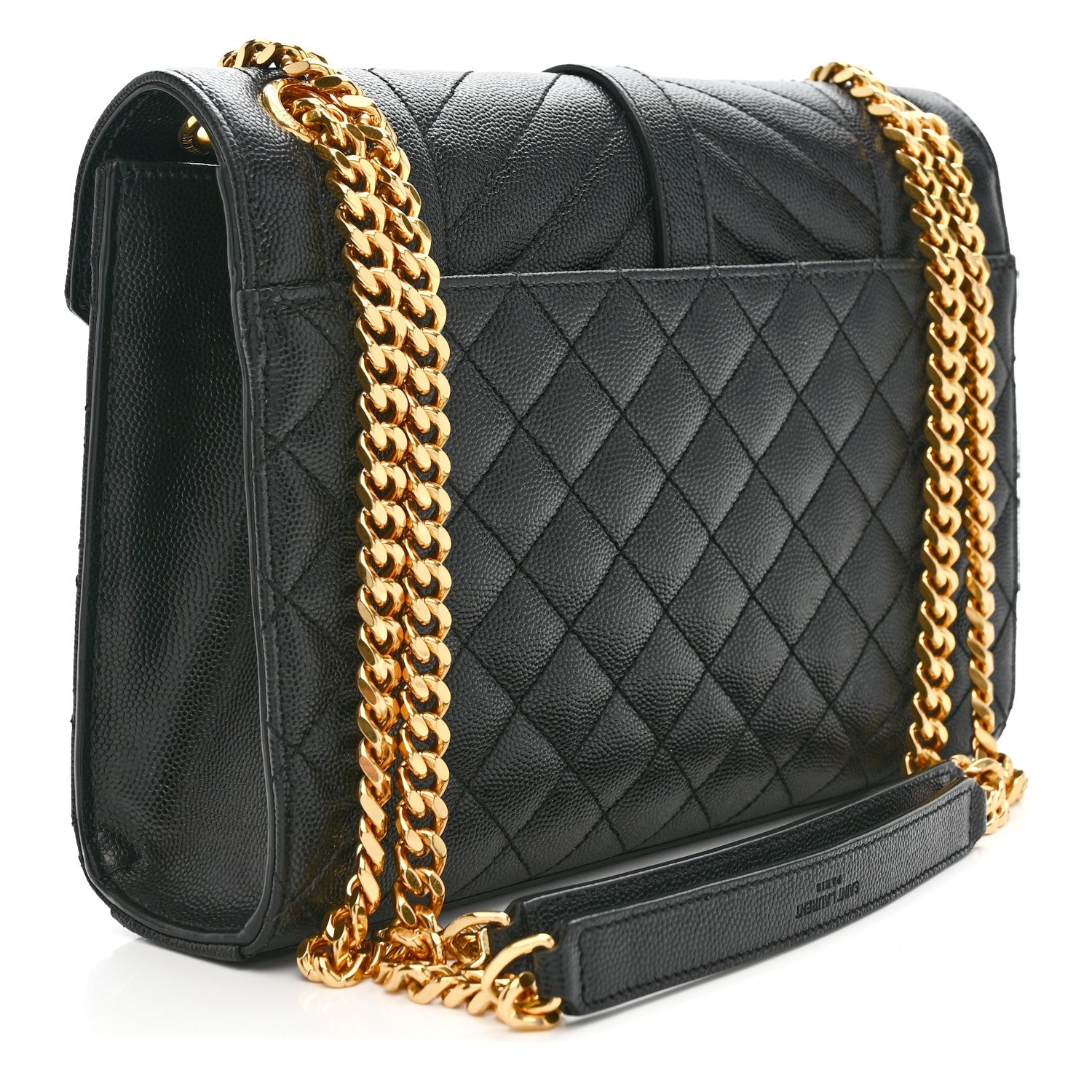 Grain De Poudre Textured Mixed Matelasse Triquilt Medium Monogram Satchel Black