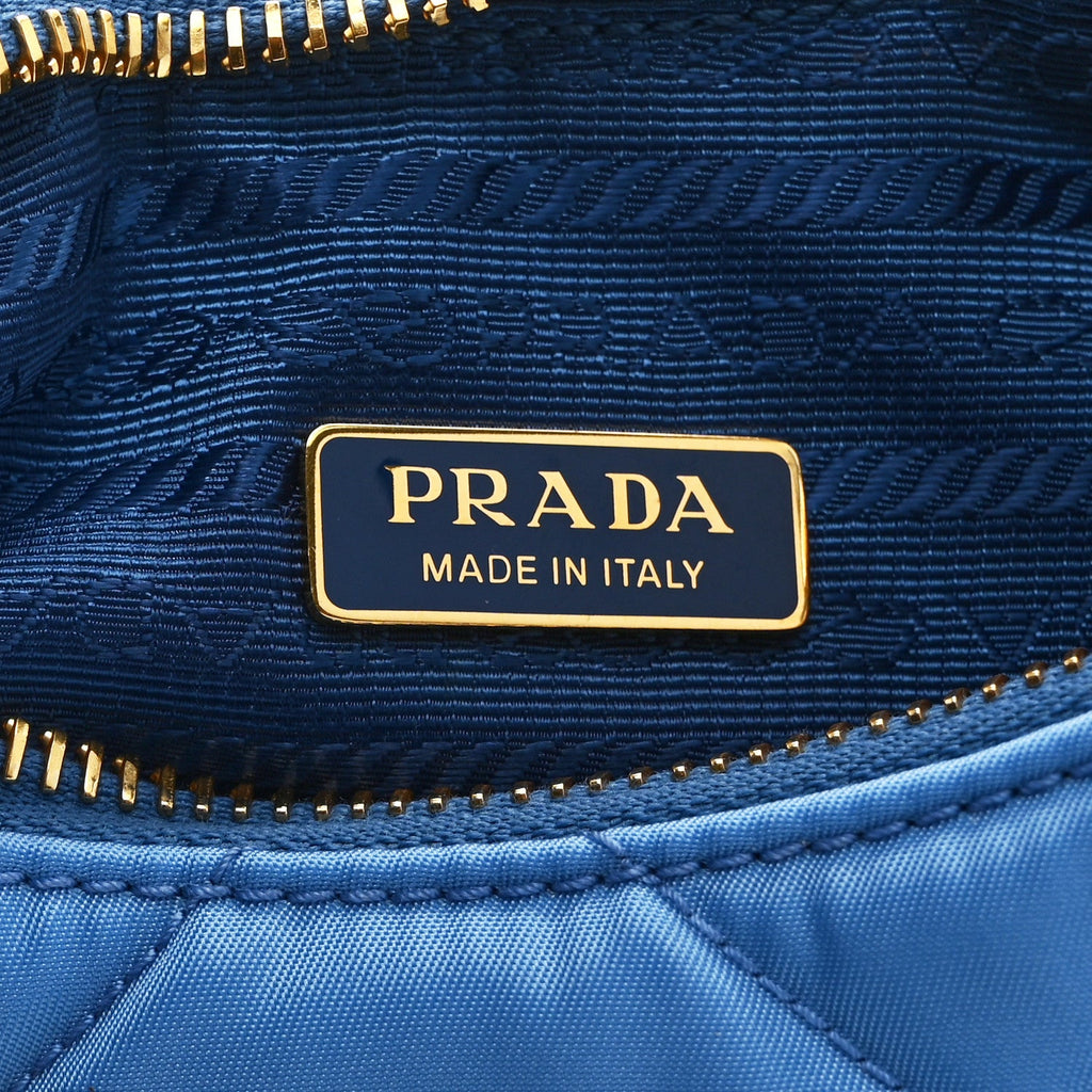 Re-Nylon Saffiano Stitched Mini Re-Edition 1995 Chaine Shoulder Bag Blue