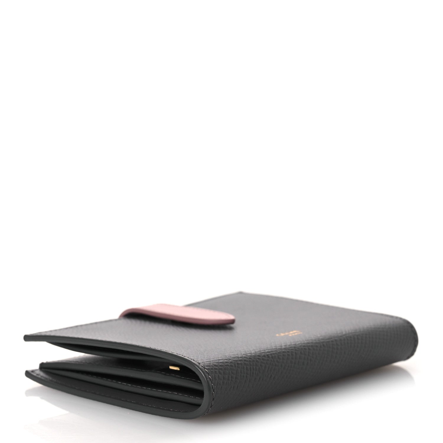 Grained Calfskin Medium Multifunction Strap Wallet Grey Vintage Pink