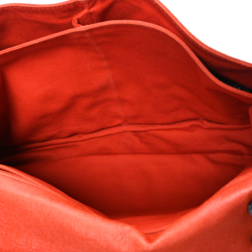 Grained Calfskin Large Natural Beauty Flap Orange