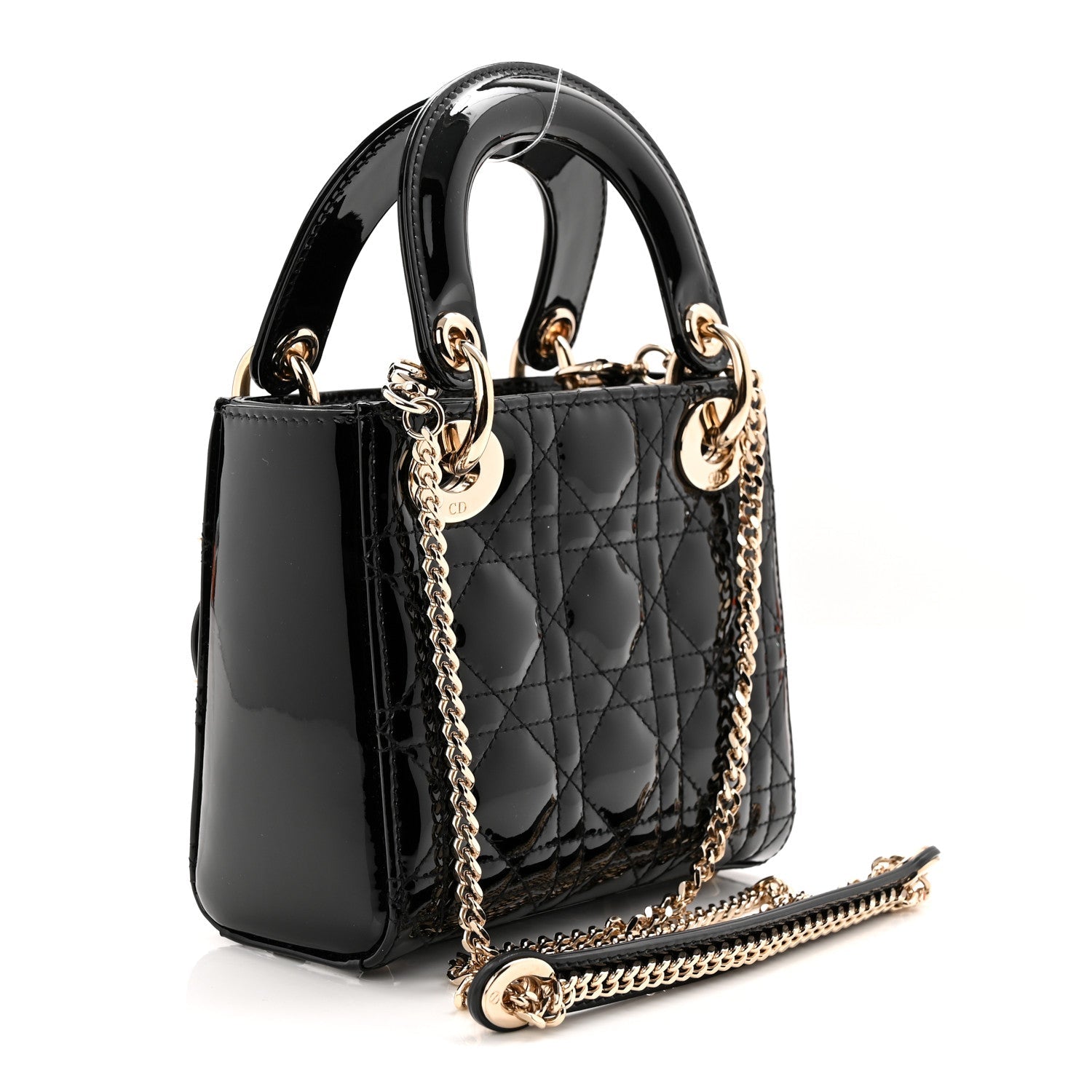 Patent Cannage Mini Lady Dior Black