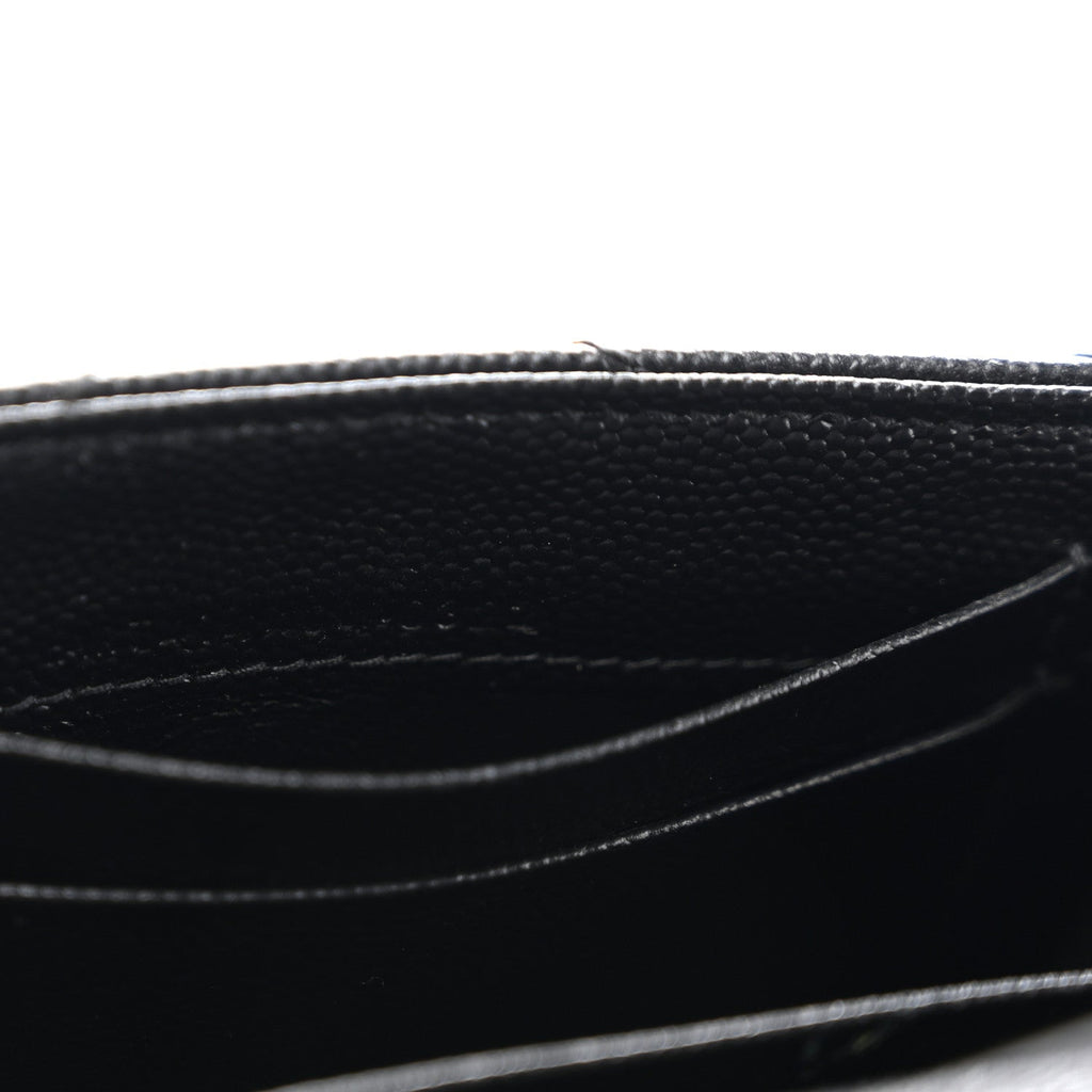 Grain De Poudre Matelasse Chevron Small Monogram Envelope Wallet Black