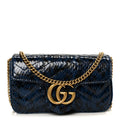 Snakeskin Matelasse Super Mini GG Marmont Shoulder Bag Blue