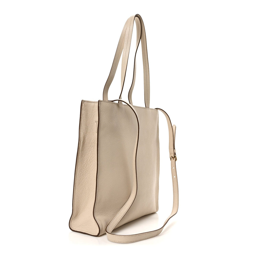 Goatskin Logo Embossed Shopping Tote Lino
