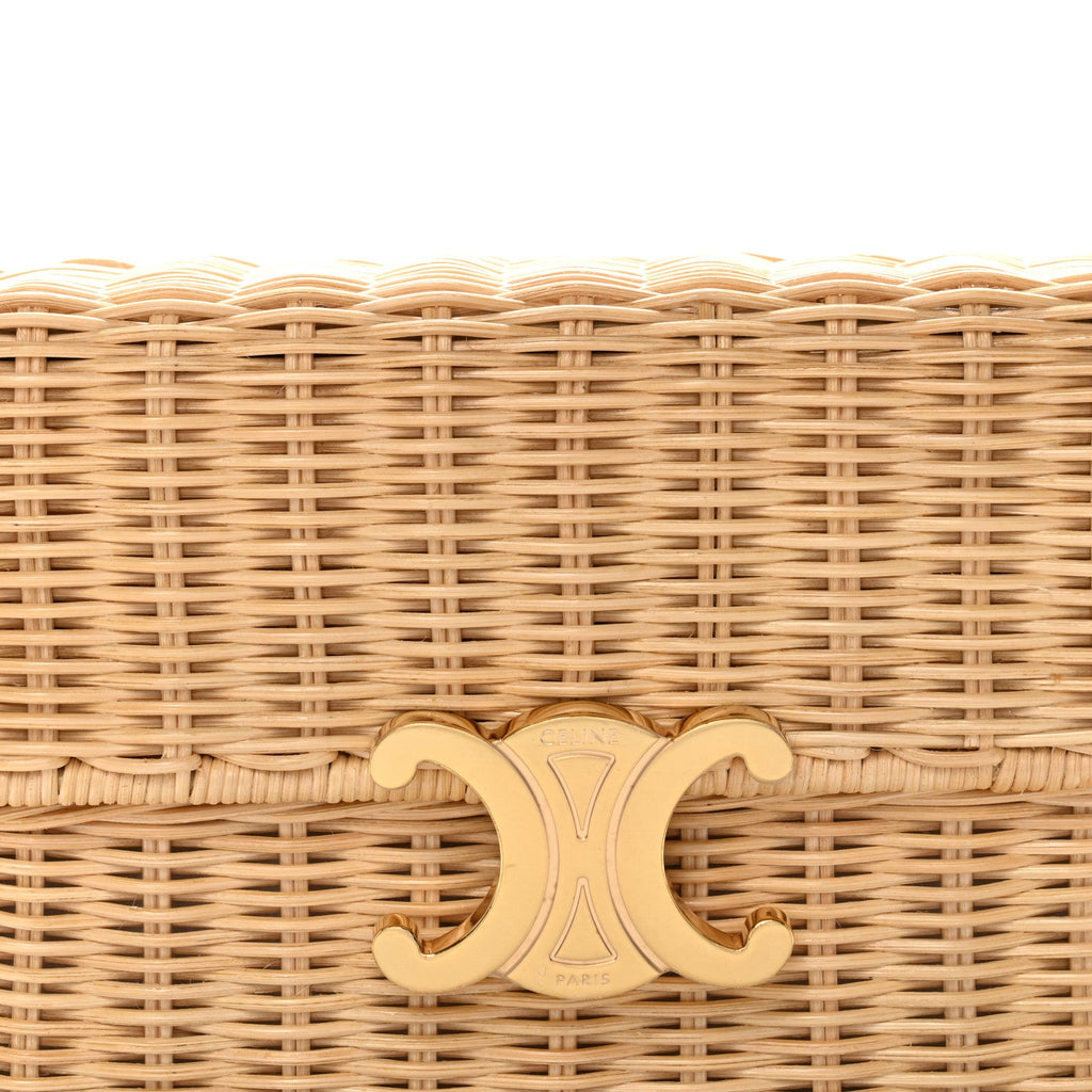 Wicker Calfskin Claude Shoulder Bag Natural
