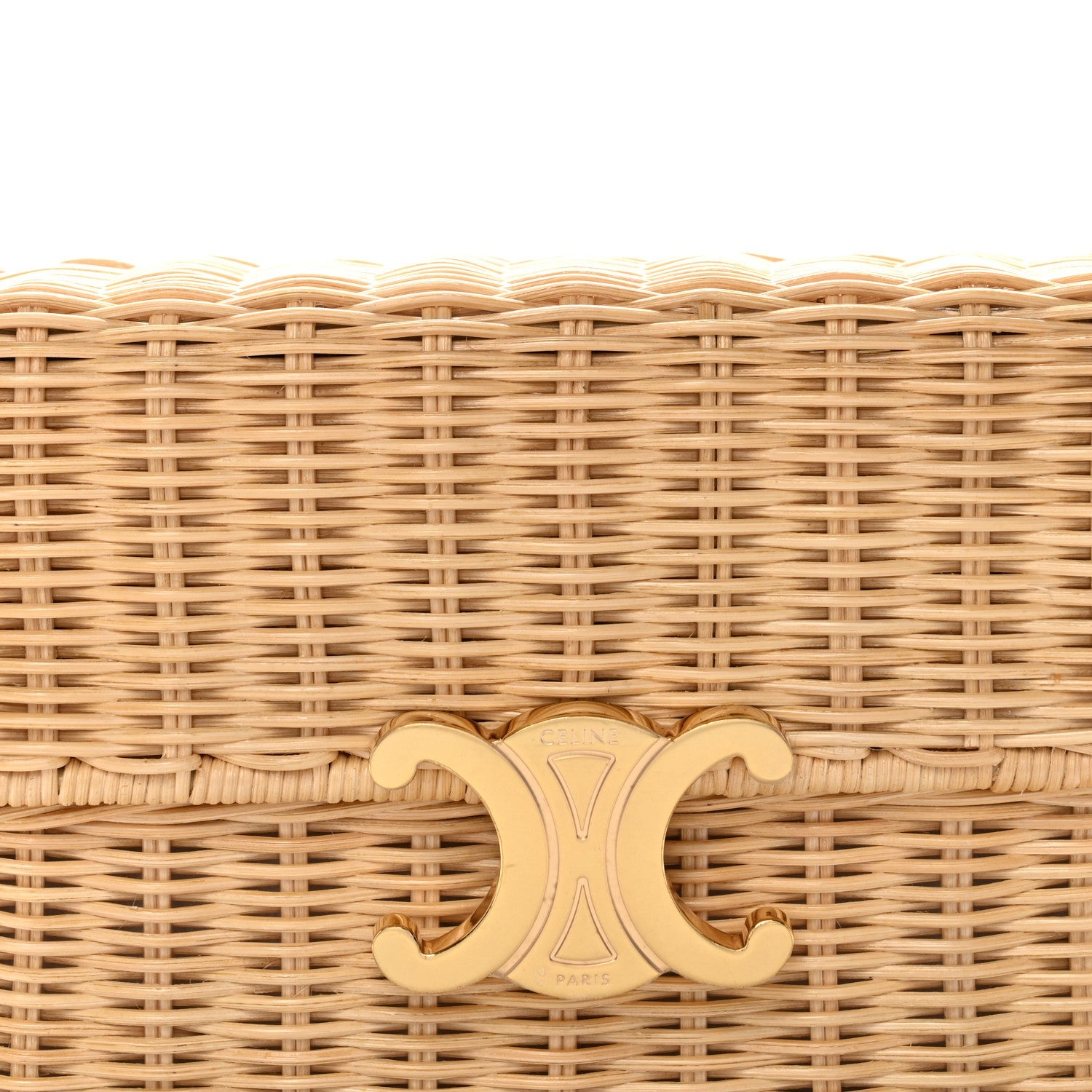 Wicker Calfskin Claude Shoulder Bag Natural