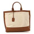 Calfskin Linen Two Tone Cabas Tote Beige