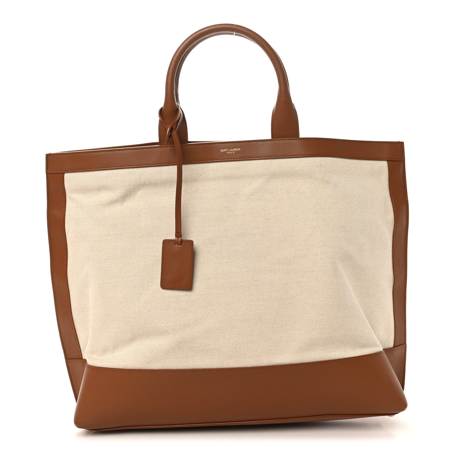 Calfskin Linen Two Tone Cabas Tote Beige