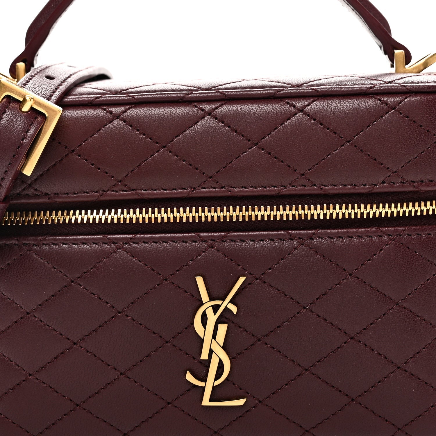Lambskin Quilted Mini Gaby Vanity Case Rouge Cabernet