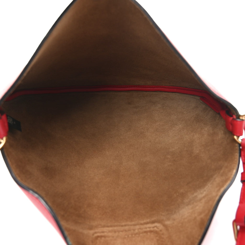Vitello Grace Suede Small Croissant Hobo Rosso inale