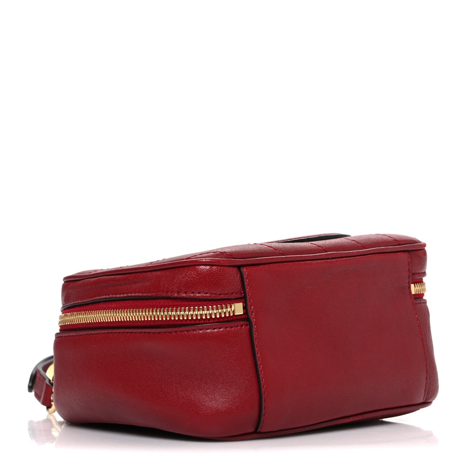 Sakai Be Green Calfskin Diagonal Stitched Blondie Top Handle Bag Rosso