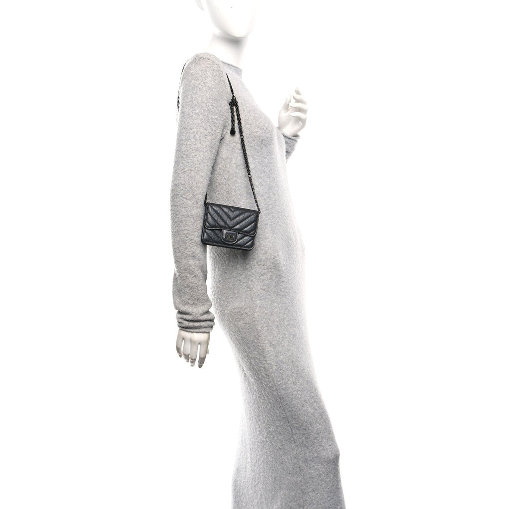 Aged Calfskin Chevron Quilted Reissue Belt Bag So Black