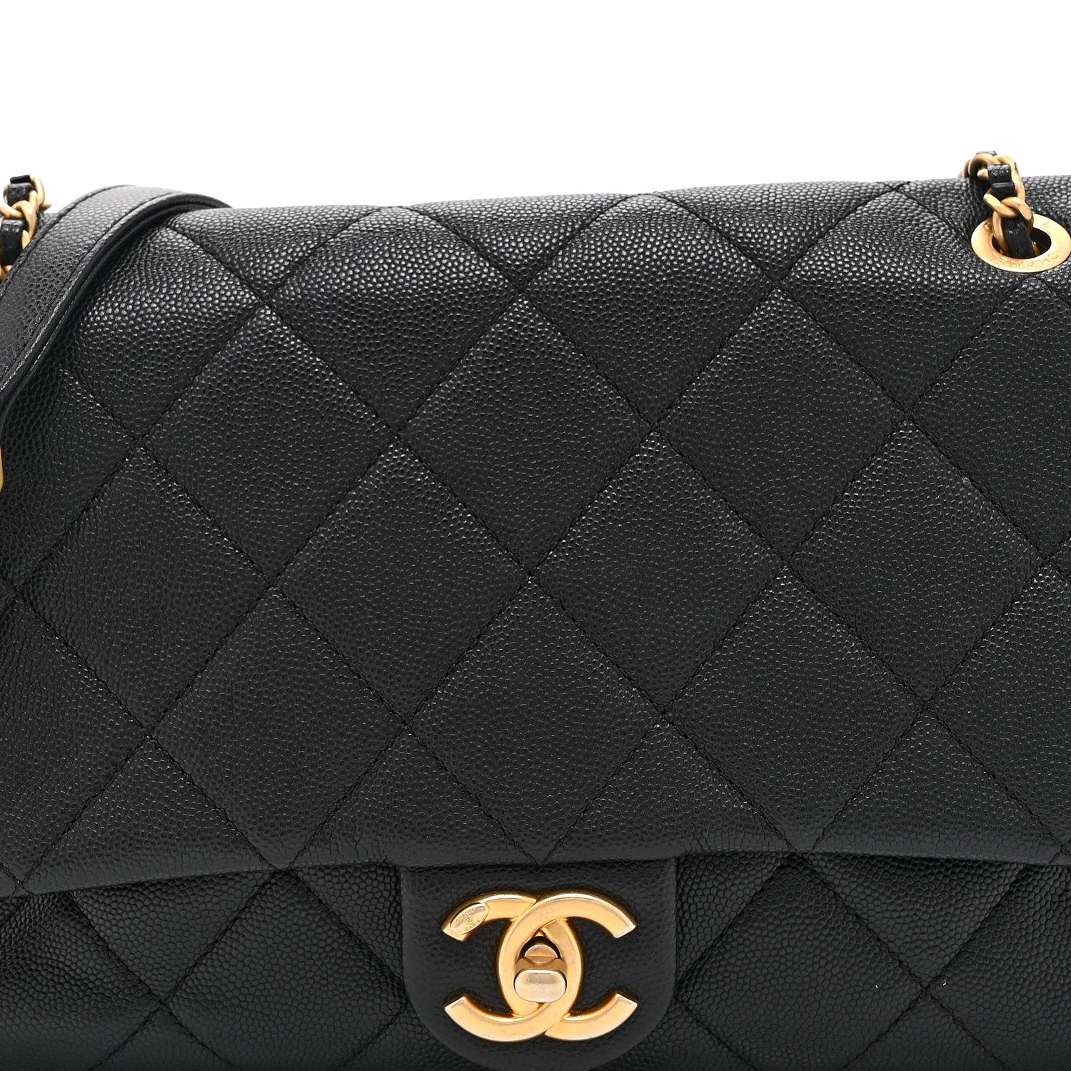 Caviar Quilted Medium Chain Flap  Black