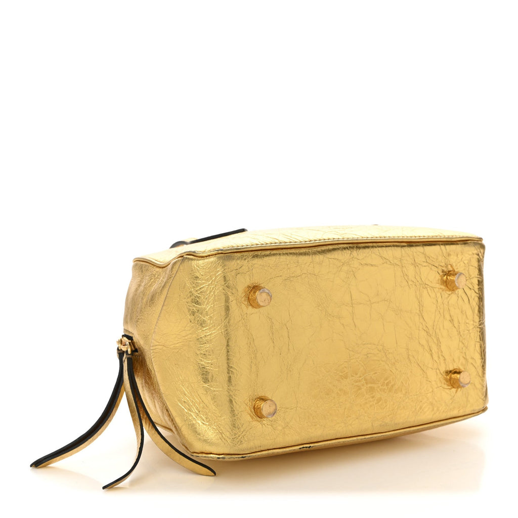 Metallic Calfskin Small Maeve Bag Gold