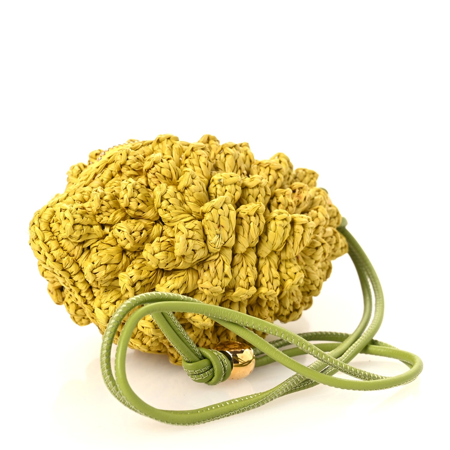 Raffia Calfskin Paula's Ibiza Lemon Coin Case Yellow