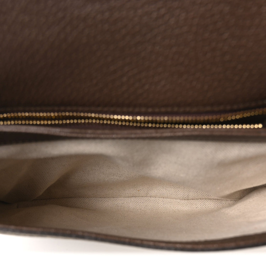GG Supreme Monogram Textured Dollar Calfskin Web Medium Blondie Shoulder Flap Bag Beige Ebony New Acero
