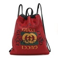 Calfskin Coco Capitan Logo Drawstring Backpack Hibiscus Red