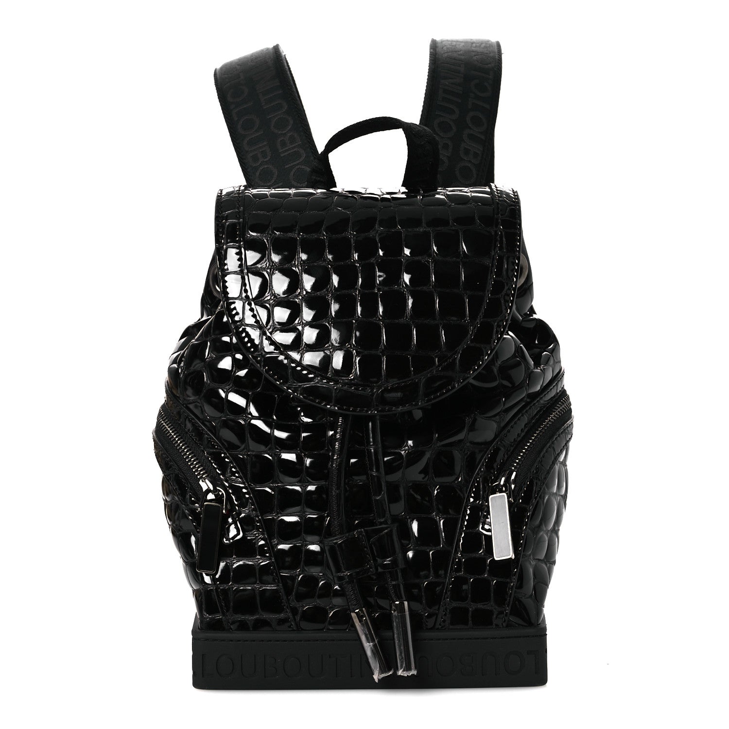 Calfskin Alligator Embossed Small Explorafunk Backpack Black